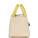 Hermes Picotin Lock 18 Nata Clemence and Jaune Citron Ostrich Touch Palladium Hardware