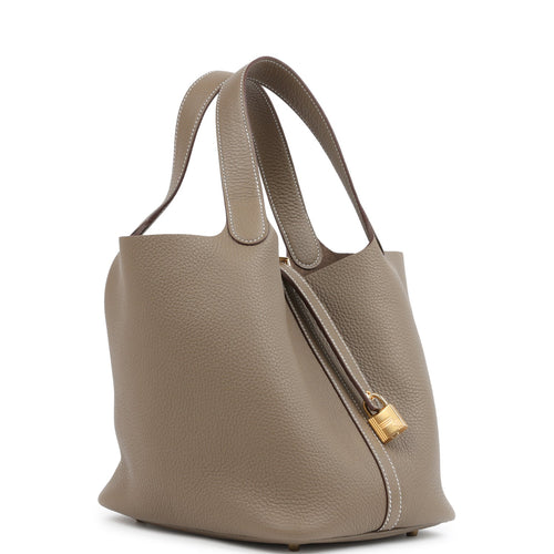 Hermes Picotin Lock 22 Etoupe Clemence Gold Hardware