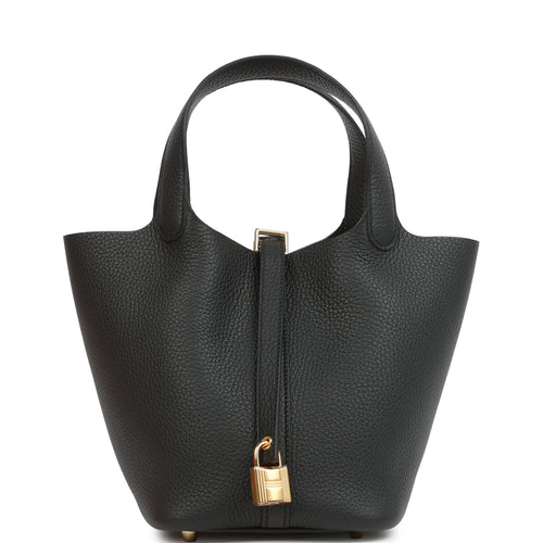 Hermes Picotin Lock 18 Black Clemence Gold Hardware