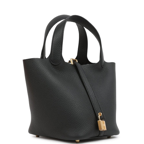 Hermes Picotin Lock 18 Black Clemence Gold Hardware