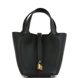 Hermes Picotin Lock 18 Black Clemence Gold Hardware