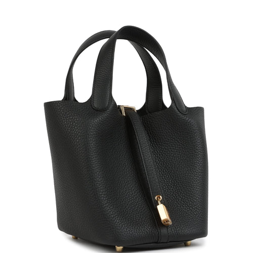 Hermes Picotin Lock 18 Black Clemence Gold Hardware