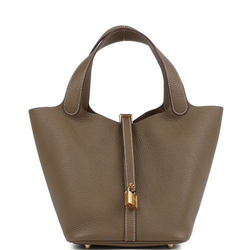 Hermes Picotin Lock 22 Etoupe Clemence Gold Hardware