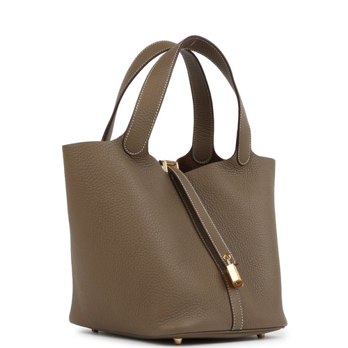 Hermes Picotin Lock 22 Etoupe Clemence Gold Hardware