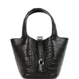 Hermes Micro Picotin Lock 14 Black Matte Alligator Palladium Hardware