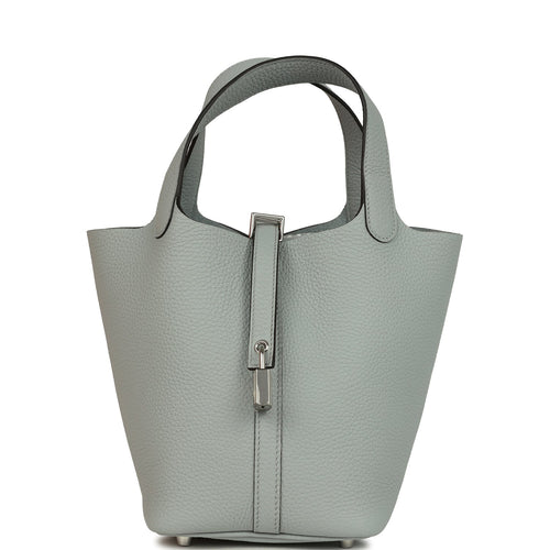 Hermes Picotin Lock 18 Bleu Glacier Clemence Palladium Hardware