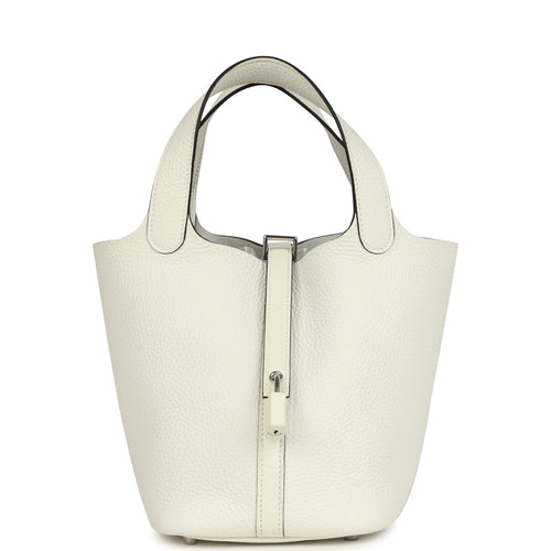 Hermes Picotin Lock 18 New White Clemence Palladium Hardware