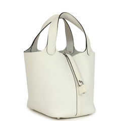 Hermes Picotin Lock 18 New White Clemence Palladium Hardware