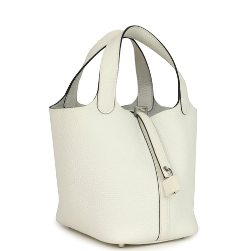 Hermes Picotin Lock 18 New White Clemence Palladium Hardware