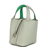Hermes Picotin Lock 18 Eclat Gris Neve Clemence and Vert Comics Swift Palladium Hardware - Thumbnail View 5