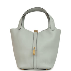 Hermes Picotin Lock 22 Bleu Glacier Clemence Gold Hardware