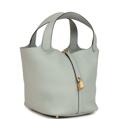 Hermes Picotin Lock 22 Bleu Glacier Clemence Gold Hardware