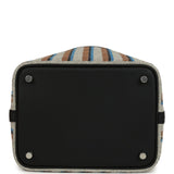 Hermes Stripe Picotin Lock 18 Black Swift and Ecru, Bleu, Black and Fauve Toile H Canvas Palladium Hardware