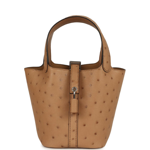 Hermes Micro Picotin Lock 14 Chai Ostrich Palladium Hardware