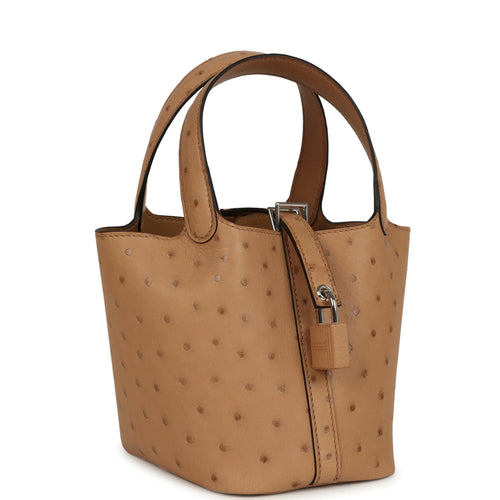Hermes Micro Picotin Lock 14 Chai Ostrich Palladium Hardware