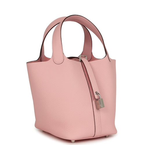 Hermes Picotin Lock 18 Rose Sakura Clemence Palladium Hardware