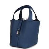 Hermes Picotin Lock 18 Bleu Tie Clemence Palladium Hardware