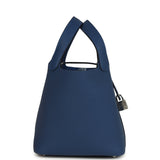 Hermes Picotin Lock 18 Bleu Tie Clemence Palladium Hardware