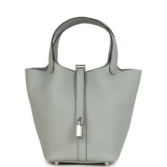 Hermes Picotin Lock 18 Bleu Glacier Clemence Palladium Hardware