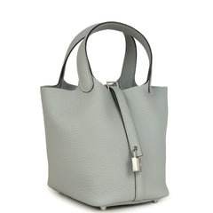 Hermes Picotin Lock 18 Bleu Glacier Clemence Palladium Hardware