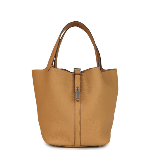 Hermes Picotin Lock 22 Biscuit Clemence Palladium Hardware