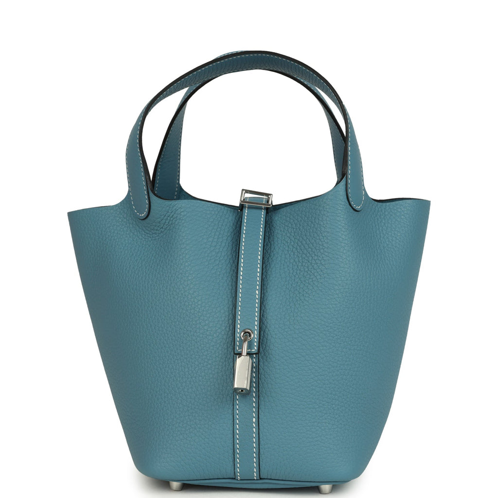 Hermes Picotin Lock 18 Bleu Orage Clemence Gold Hardware Sale | Luxury