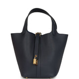 Hermes Picotin Lock 18 Bleu Nuit Clemence Gold Hardware