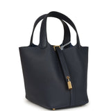 Hermes Picotin Lock 18 Bleu Nuit Clemence Gold Hardware