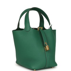 Hermes Picotin Lock 18 Vert Moyen Clemence Gold Hardware
