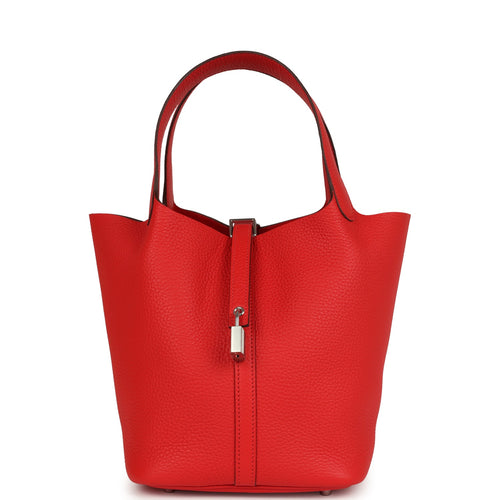 Hermes Picotin Lock 22 Rouge De Coeur Clemence Palladium Hardware