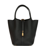 Hermes Picotin Lock 18 Black Clemence Gold Hardware