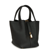 Hermes Picotin Lock 18 Black Clemence Gold Hardware