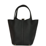 Hermes Picotin Lock 18 Black Clemence Gold Hardware