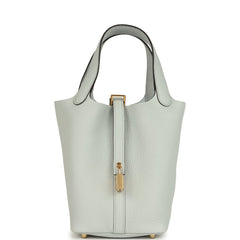 Hermes Picotin Lock 18 Bleu Pale Clemence Gold Hardware