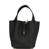 Hermes Picotin Lock 22 Black Clemence Gold Hardware