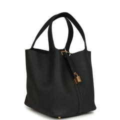 Hermes Picotin Lock 22 Black Clemence Gold Hardware