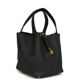 Hermes Picotin Lock 22 Black Clemence Gold Hardware