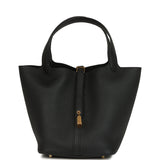 Hermes Picotin Lock 22 Black Clemence Gold Hardware - Thumbnail View 1