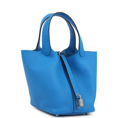Hermes Picotin Lock 18 Bleu Hydra Clemence Palladium Hardware