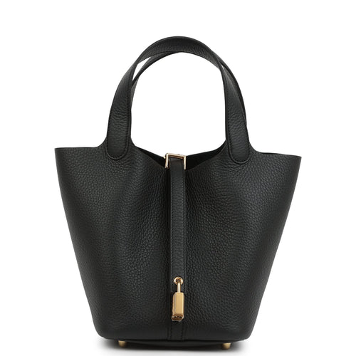 Hermes Picotin Lock 18 Black Clemence Gold Hardware