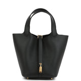 Hermes Picotin Lock 18 Black Clemence Gold Hardware