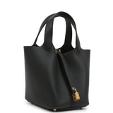 Hermes Picotin Lock 18 Black Clemence Gold Hardware