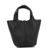 Hermes Picotin Lock 18 Black Clemence Gold Hardware