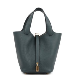 Hermes Picotin Lock 18 Bleu Orage Clemence Gold Hardware