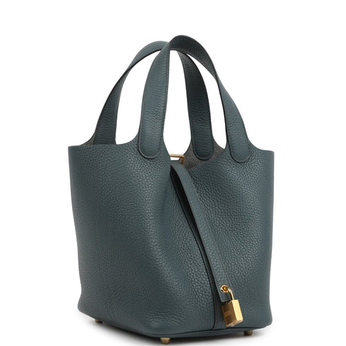 Hermes Picotin Lock 18 Bleu Orage Clemence Gold Hardware