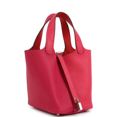 Hermes Picotin Lock 18 Casaque Rose Extreme and Rose Mexico Palladium Hardware