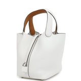 Hermes Picotin Lock Eclat 18 New White Clemence and Sesame Swift Palladium Hardware