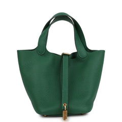 Hermes Picotin Lock 18 Vert Moyen Clemence Gold Hardware