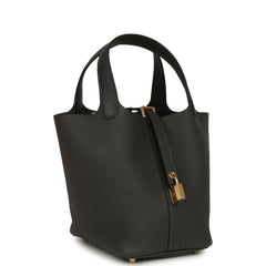 Hermes Picotin Lock 18 Dark Bronze Clemence Gold Hardware