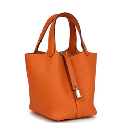 Hermes Picotin Lock 18 Orange Clemence Palladium Hardware